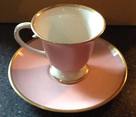 Sylvan-California Coral (Rim) Footed Demitasse Cup & Saucer Set