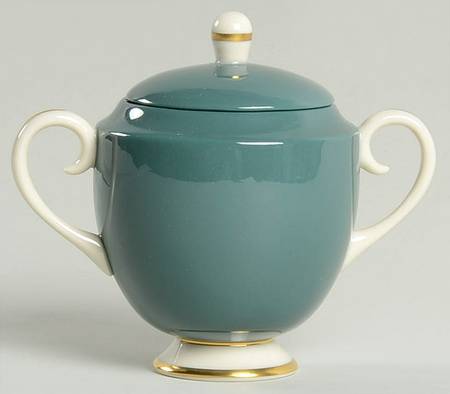 Sylvan-California Teal Green (Rim) Mini Sugar Bowl & Lid