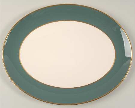 Sylvan-California Teal Green (Rim) 16" Oval Serving Platter