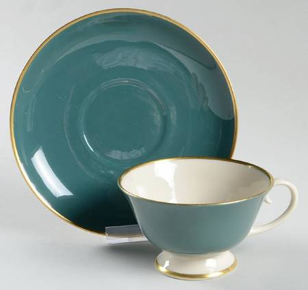 Sylvan-California Teal Green (Rim) Footed Cup & Saucer Set