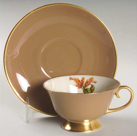 Cambria Cocoa (Gold Trim) Footed Cup & Saucer Set