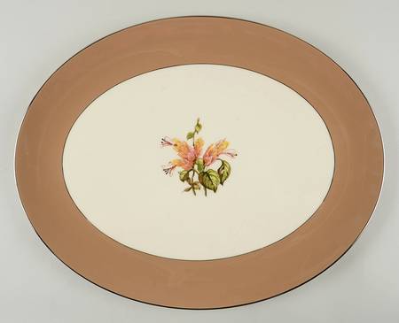 Cambria Cocoa (Platinum Trim) 16" Oval Serving Platter
