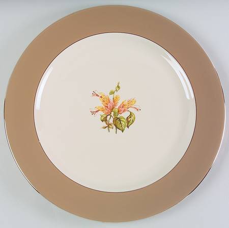 Cambria Cocoa (Platinum Trim) 14" Chop Plate (Round Platter)