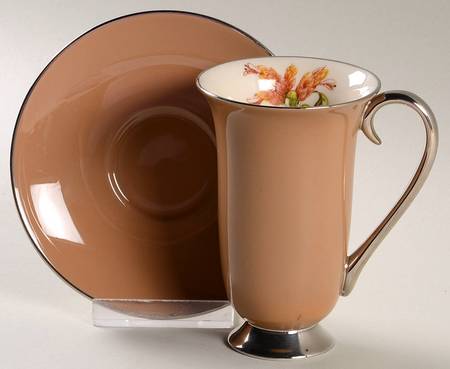 Cambria Cocoa (Platinum Trim) Irish Coffee Cup and Saucer Set