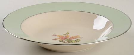 Cambria Light Green (Platinum Trim) Rim Soup Bowl