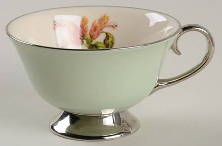 Cambria Light Green (Platinum Trim) Footed Cup