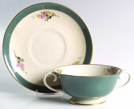 Carondale Footed Cream Soup Bowl & Saucer Set