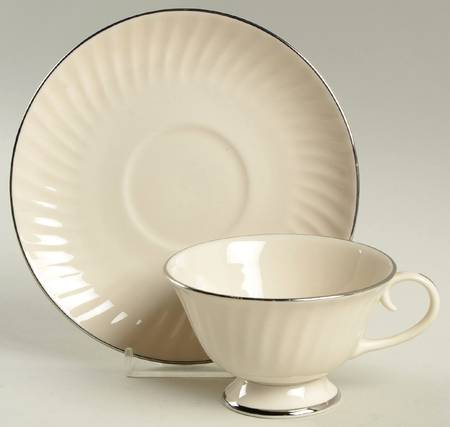 Cellino (Platinum) Footed Cup & Saucer Set
