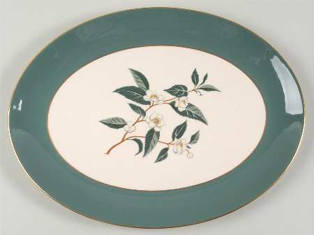 Ceylon Teal Green 14" Oval Serving Platter