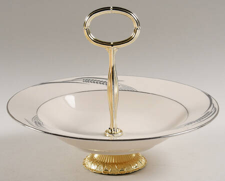 Chalice No Color Band (Platinum Trim) 6"-7" Handled Footed Nut Dish HC