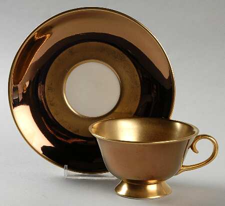 Copper & Gold Footed Cup & Saucer Set