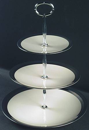 Contessa Black 13 7/8"-14 1/4" 3-Tiered Serving Tray(DP,SP,BB) HC