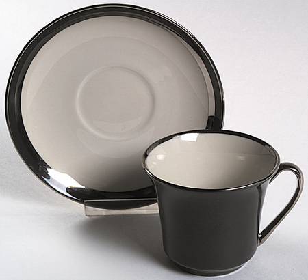Contessa Black Flat Cup & Saucer Set