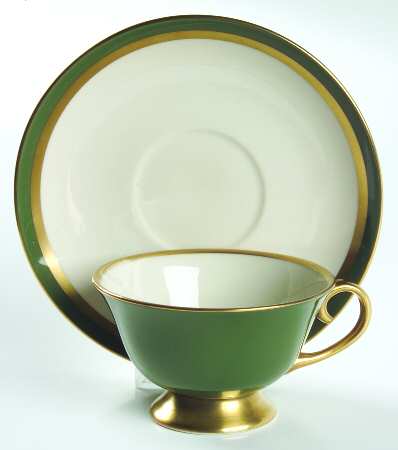 Contessa Spanish Green (Gold Trim, Coupe) Footed Cup & Saucer Set