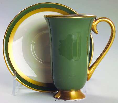 Contessa Spanish Green (Gold Trim, Coupe) Irish Coffee Cup and Saucer Set