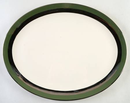 Contessa Spanish Green (Platinum Trim, Coupe) 15" Oval Serving Platter