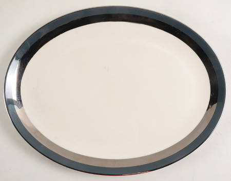 Contessa Teal Green (Platinum Trim, Coupe) 14" Oval Serving Platter