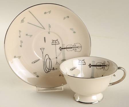 Conversation Footed Cup & Saucer Set