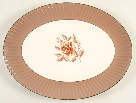 Cocoa Rose Flutes 14" Oval Serving Platter