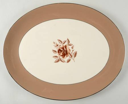 Cocoa Rose (Rim) 16" Oval Serving Platter