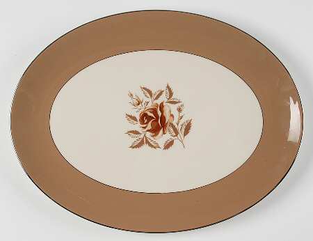Cocoa Rose (Rim) 14" Oval Serving Platter