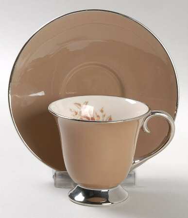 Cocoa Rose (Rim) Footed Demitasse Cup & Saucer Set