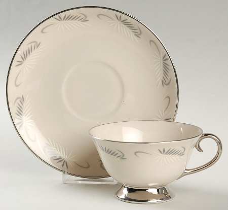 Continental White (Rim) Footed Cup & Saucer Set
