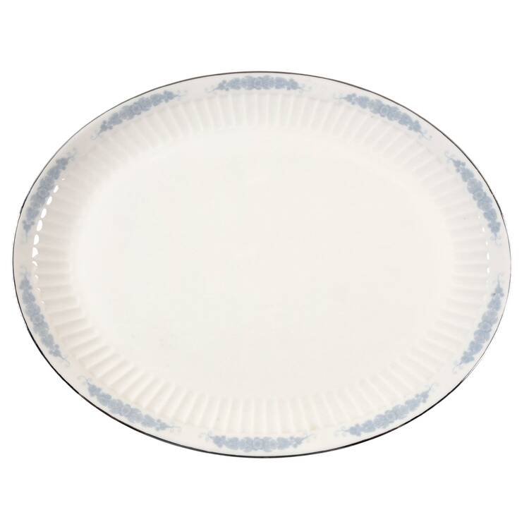 Crissy Rose Blue 16" Oval Serving Platter