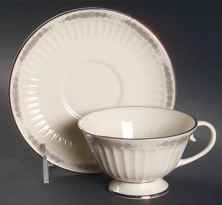 Crissy Rose Gray Footed Cup & Saucer Set