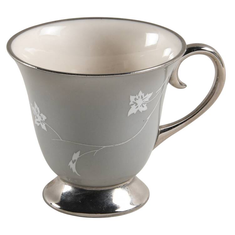 Damask Leaf Grey Footed Demitasse Cup