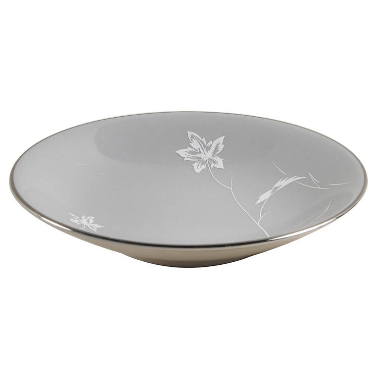 Damask Leaf Grey Fruit/Dessert (Sauce) Bowl