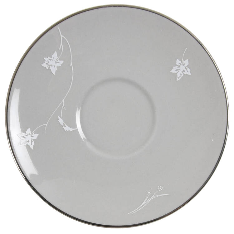 Damask Leaf Grey Saucer for Demitasse Cup