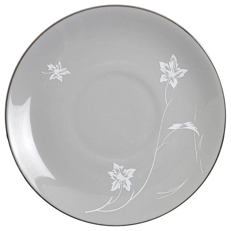 Damask Leaf Grey Saucer for Cream Soup Bowl