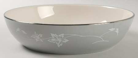 Damask Leaf Grey 8" Round Vegetable Bowl