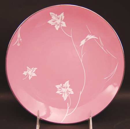Damask Leaf Pink Luncheon Plate