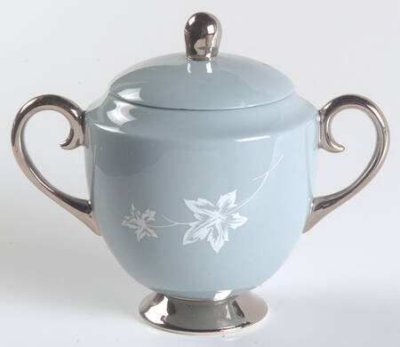 Damask Leaf Strata Blue Mini Sugar Bowl & Lid