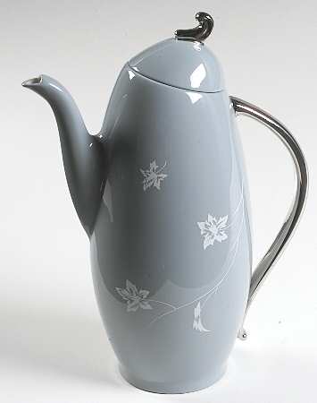 Damask Leaf Strata Blue Coffee Pot & Lid
