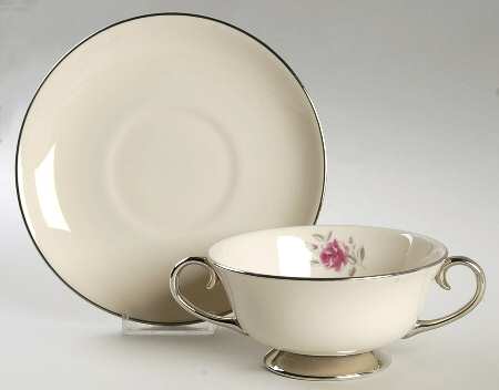 Delrose (Rim) Footed Cream Soup Bowl & Saucer Set