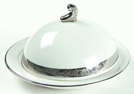 Elegante (Platinum Trim, Rim Shape) Round Covered Butter