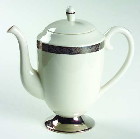 Elegante (Platinum Trim, Rim Shape) Coffee Pot & Lid
