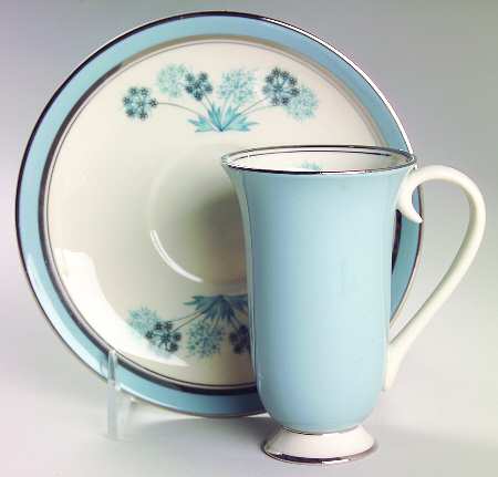 Evening Shadows Strata Blue (Platinum Trim, Coupe) Irish Coffee Cup and Saucer Set