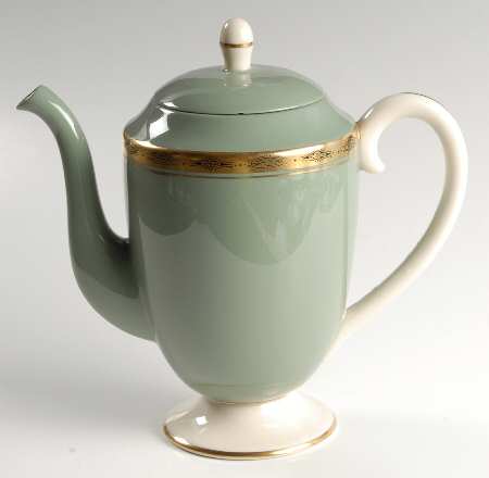 First Lady Green (Gold Trim, Rim) Coffee Pot & Lid