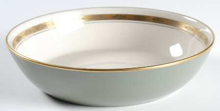 First Lady Green (Gold Trim, Rim) 8" Round Vegetable Bowl
