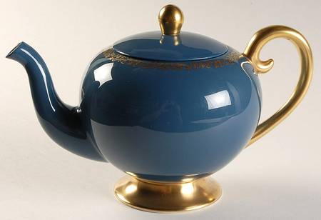 Florentine Mystic Blue (Gold Trim, Coupe) Teapot & Lid