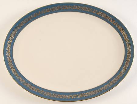 Florentine Mystic Blue (Gold Trim, Coupe) 16" Oval Serving Platter