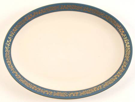 Florentine Mystic Blue (Gold Trim, Coupe) 14" Oval Serving Platter