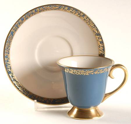 Florentine Mystic Blue (Gold Trim, Coupe) Footed Demitasse Cup & Saucer Set