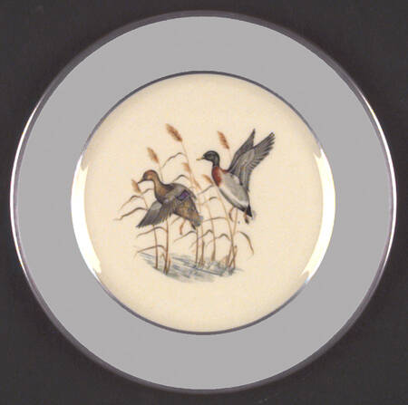 Game Birds Grey (Platinum Trim, Rim) Dinner Plate