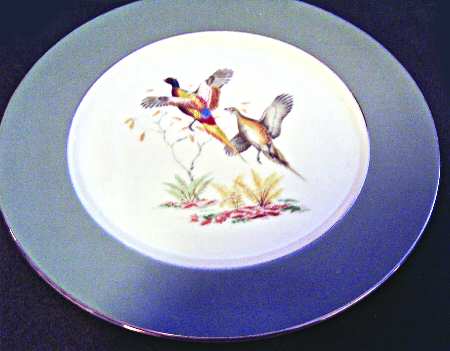 Game Birds Grey (Platinum Trim, Rim) Dinner Plate