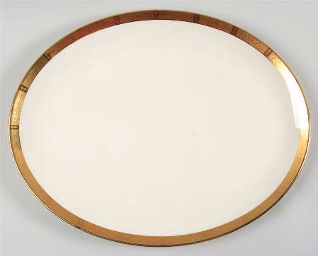 Georgian Rose No Color Band (Gold Trim, Coupe) 15" Oval Serving Platter